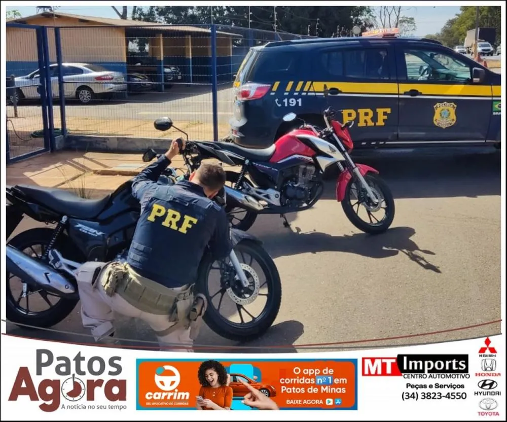 PRF de Patos de Minas recupera duas motos furtadas nos últimos 10 dias, em São PauloSP